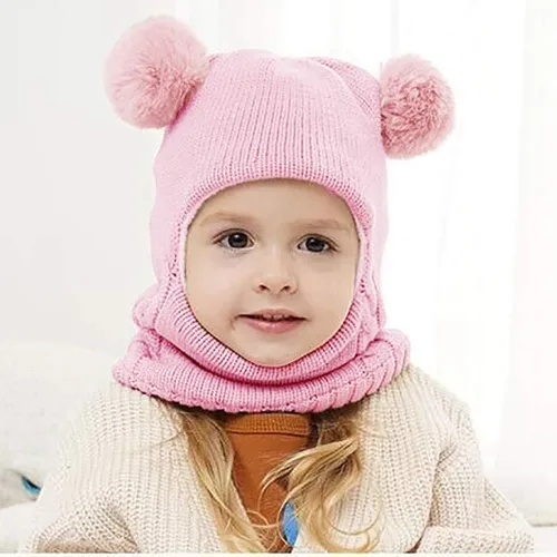 Vista 6 de Invierno Earflap Hat Invierno Con Capucha Bebé Sombrero Cálido Niño Bufanda Bufanda Flap Kid Cap Knit Girl Caps Cuidado del Bebé