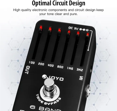 Vista 3 de JOYO Pedal ecualizador de guitarra eléctrica de 6 bandas (100Hz 200Hz 400Hz 800Hz 1.6kHz 3.2kHz) Proporciona ±18dB para cada banda (JF-11)