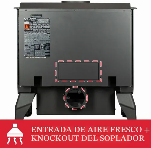 Vista 6 de Estufa de leña con pedestal ventilado independiente de Ashley Hearth, para interiores, con cajón de cenizas, acero, para 2,000 pies cuadrados