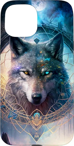 Vista 6 de Wolf Mystical Surreal Fantasy Funda para iPhone 17
