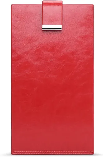 Vista 5 de Women's Genuine Leather Credit Card Holder RFID Long Zipper Purse Wallet 2-cera-rojo