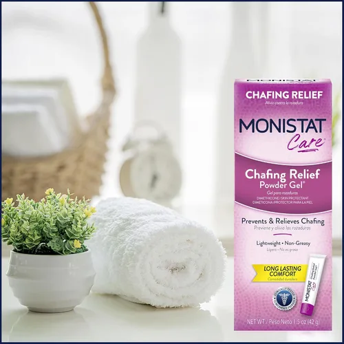 Vista 9 de Monistat Gel en polvo para aliviar rozaduras, protección antirozaduras, gel de rozaduras sin fragancia, 1.5 onzas, 1 paquete
