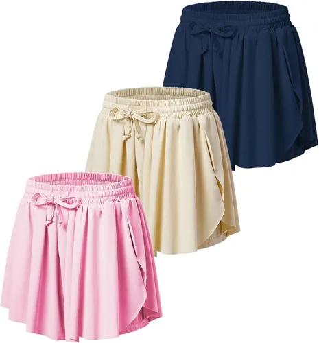 Vista 7 de Pantalones cortos fluidos con diseño de mariposa para niñas, pantalones cortos deportivos para niños pequeños y jóvenes con forro 2 en 1