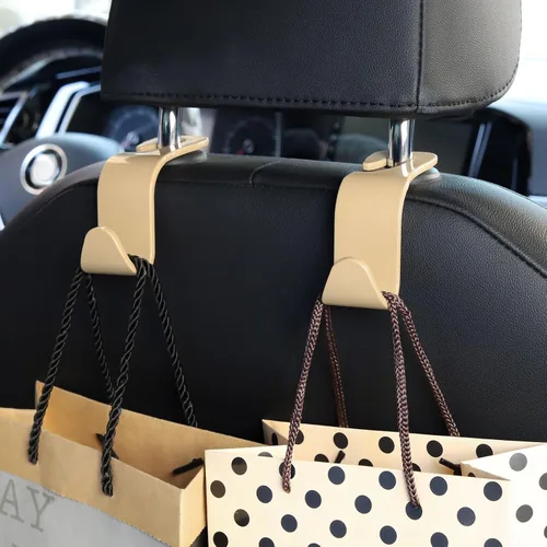 Vista 2 de Soleebee Paquete de 4 Ganchos para Reposacabezas de Automóvil - Ganchos Universales para Automóvil para Colgadores de Asiento Trasero, Organizador