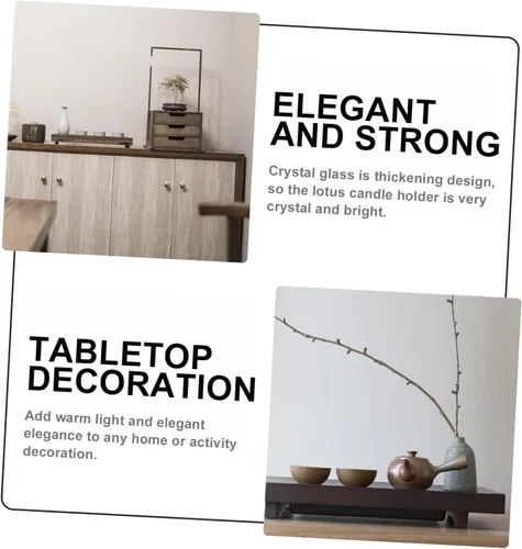 Vista 5 de Candelabro de loto de cristal, decoración de terrario, vela de pilar, decoración de vidrio, portavelas votivo, portavelas zen, candelabro decorativo
