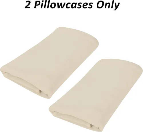 Vista 4 de Juego de 2 fundas de almohada elásticas de micropunto ultra suaves, tamaño estándar, color beige