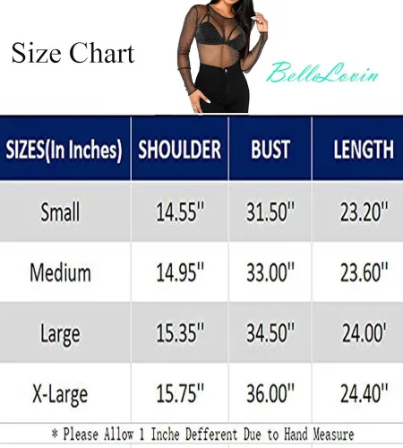 Vista 5 de BelleLovin Blusas de malla transparente de manga larga con purpurina para mujer, blusas transparentes