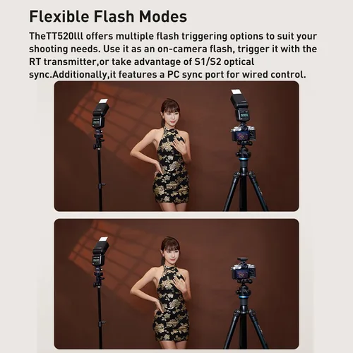 Vista 8 de Godox TT520III Flash universal para zapata caliente, flash manual con transmisor inalámbrico RT-16, compatible con cámara Canon Nikon Sony Pentax