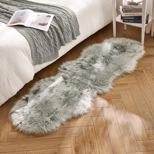 Vista 8 de MIULEE Alfombra de Área de Lujo Súper Suave y Esponjosa de Piel Sintética Rectangular Alfombra Decorativa de Felpa Shaggy para Mesita de Noche Sofá
