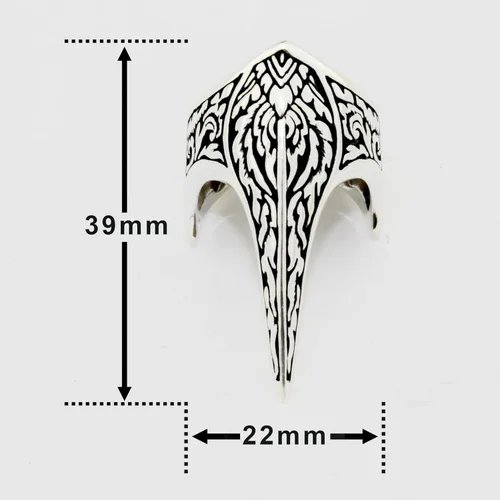 Vista 5 de Fang Gothic Biker Retro Genuino Sólido 925 Stelring Plata Turca Hecho a Mano Lujo Anillo Pulgar Hombre