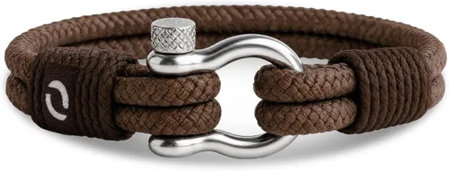 Vista 15 de Pulsera de cuerda para hombre, grillete plateado de acero inoxidable, extremadamente duradera y resistente a los arañazos, impermeable, hecha a Beige
