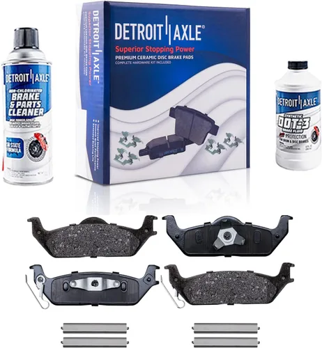 Vista 119 de Detroit Axle - Pastillas de freno para Ford F-150 99-03, 02 Lincoln Blackwood, Pastillas de freno de cerámica delanteras y traseras con repuesto