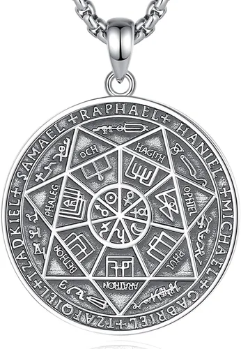 Vista 26 de EUDORA Medalla de plata de ley S925 con collar de San Patrono para mujeres A01-Saint Benedict Medalla