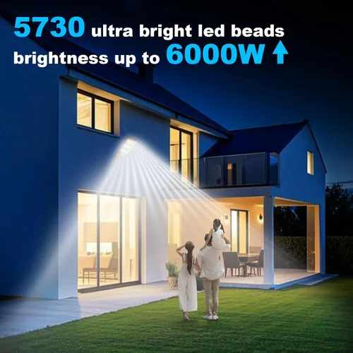 Vista 9 de Paquete de 2 luces solares de calle de inducción impermeables para exteriores, 6500 K, foco de seguridad con sensor de movimiento de control remoto