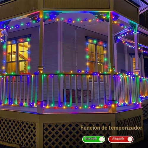 Vista 5 de QITONG Guirnalda de 500 luces LED de Navidad de 165 pies para exteriores, impermeable, luces multicolor con 8 modos, cable verde, luces parpadeantes