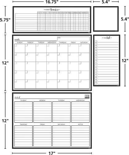 Vista 3 de Juego de calendario magnético de borrado en seco en blanco y negro