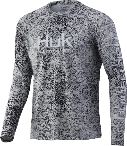 Vista 38 de Huk Pursuit Vented LS para hombre Refracción Fish Fade - San Sal/Wahoo