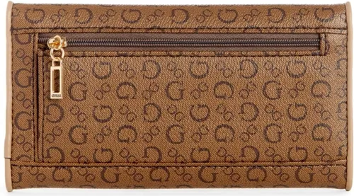 Vista 2 de GUESS Factory Lorlie - Cartera delgada para mujer, color cacao, Cocoa, Trifold