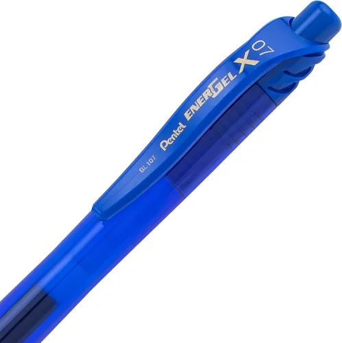 Vista 7 de Pentel EnerGel-X - Lapicera de gel líquido retráctil, punta de 0,7 mm de metal, trazo medio, 3 unidades, Azul