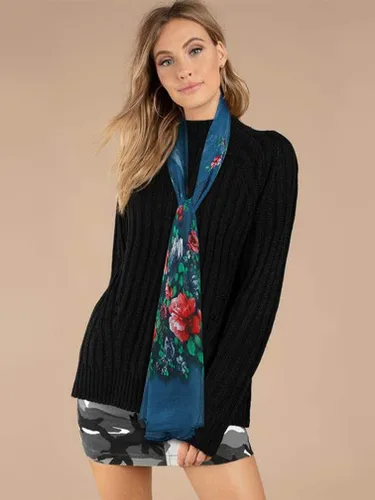 Vista 3 de Ligeras mascadas de moda GERINLY con estampados de flores, mascada de algodón para mujer.