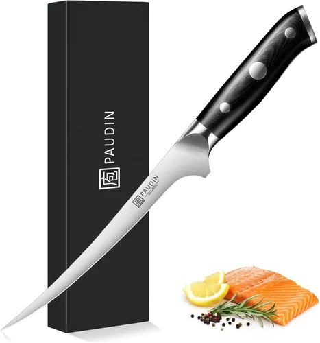 Vista 10 de PAUDIN Cuchillo de trinchar, cuchillo para brisket de 12 pulgadas, cuchillos de rebanar premium con hoja Granton para cortar brisket ahumado, carne
