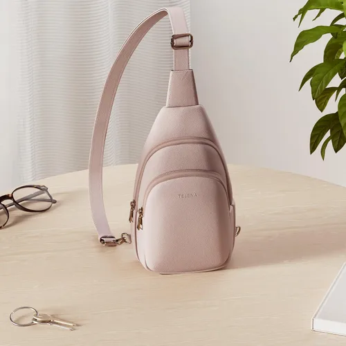 Vista 149 de Telena Riñonera pequeña para mujer, de cuero, cangureras, bolsa de pecho para mujer