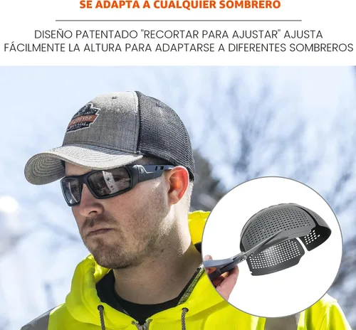 Vista 6 de Inserto universal de tapa de parachoques Ergodyne Skullerz 8945F(x) con ventilación extra, se ajusta a cualquier gorra de béisbol, carbón