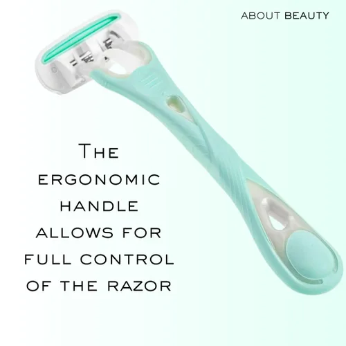 Vista 3 de Acerca de Beauty Complete 4 Blade System - Maquinilla de afeitar reutilizable, incluye 1 mango ergonómico reutilizable y 6 cartuchos de cuchillas