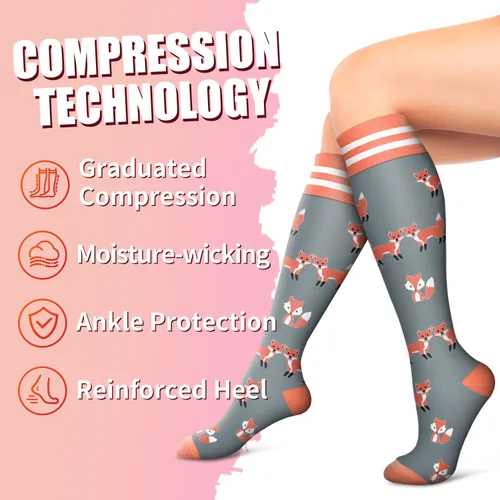 Vista 5 de BHINEGO Calcetines de compresión para mujeres y hombres, 7 pares de circulación de 15-20 mmHg, el mejor apoyo para atletismo, correr, ciclismo