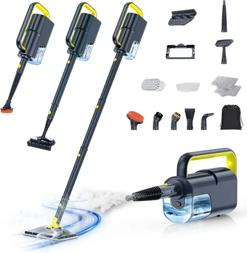 Vista 10 de LABIGO Trapeador de vapor 10 en 1 con limpiador de vapor de mano desmontable, tanque de 350ml, calentamiento en 10s, limpiador de vapor de 248°F