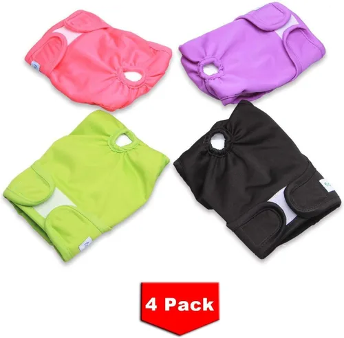 Vista 2 de Teamoy 4 piezas de pañales lavables para perras, fundas reutilizables para pañales de perras, superabsorbentes y cómodas, XS