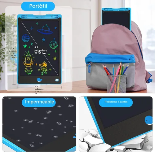 Vista 6 de Hockvill: Tableta de escritura LCD para niños de 8.8 pulgadas, juguetes para niñas y niños, pizarra para dibujar para niños de 3, 4, 5, 6, 7 años
