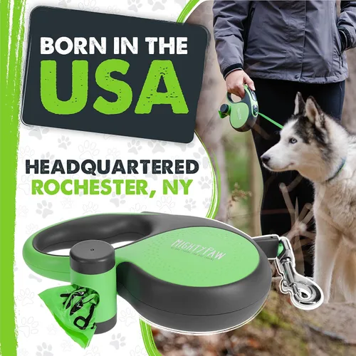Vista 9 de Correa retráctil Mighty Paw con soporte incorporado para bolsas de excremento Correa retráctil para perros de 16' de largo para perros pequeños
