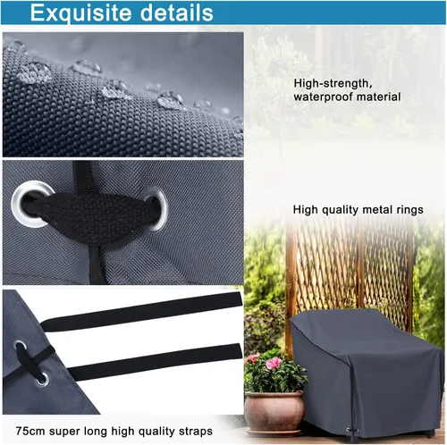 Vista 4 de ABCCANOPY Funda para silla de patio, apilable, impermeable, para exteriores, duradera, resistente a los rayos UV, de poliéster, funda para muebles