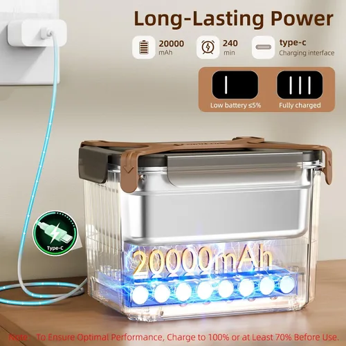 Vista 7 de Fiambrera eléctrica inalámbrica para adultos, lonchera térmica Verde oscuro