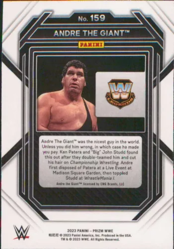 Vista 2 de 2023 Panini Prizm Vertical #159 Andre The Giant Legend Wrestling Card - GotBaseballCards