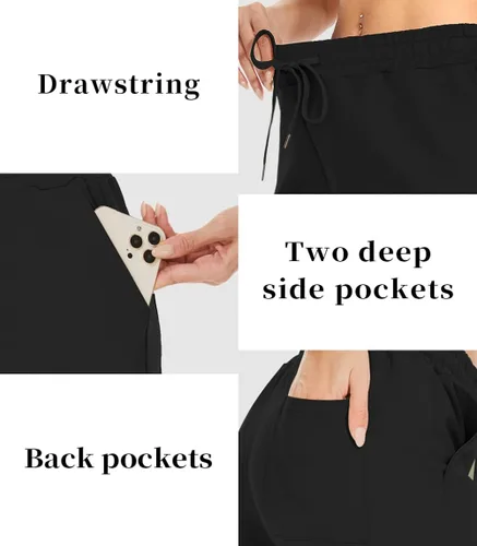 Vista 4 de TARSE Bermudas para mujer, de algodón, holgadas, con bolsillos, longitud a la rodilla, para yoga, uso casual, caminar, hacer ejercicio