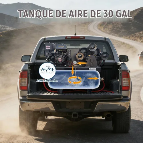 Vista 5 de 13HP Compresor de aire a gas con arranque eléctrico Max 125PSI