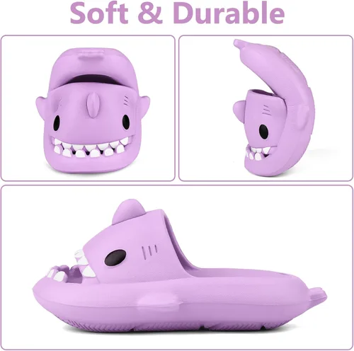 Vista 3 de Sandalias de baño con diseño de tiburón para niños y niñas Sandalias de ducha para niños y niñas Sandalias de playa y piscina Secado rápido