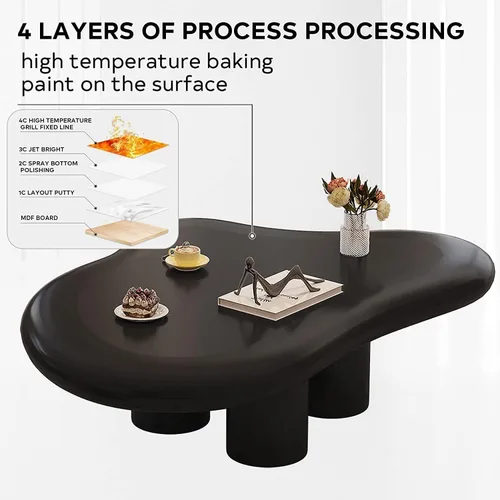 Vista 6 de POCHY Fashion End Tables End Table Cloud-Shape Coffee Table Modern MDF Center Table W/4 Legs Sofa Table Fashion Accent Table Creative Side Table