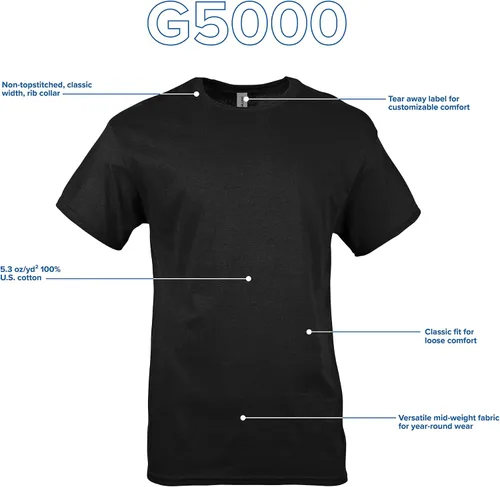 Vista 4 de Gildan G5000 - Camiseta de algodón de alto gramaje para adulto, paquete múltiple