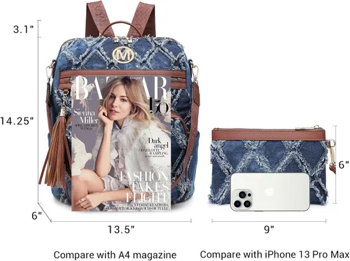 Vista 91 de MKP COLLECTION Mochila de moda para mujer, bolsa convertible grande para mujer, mochila de viaje, bolsa de hombro, juego de 2 piezas con borla, Beige