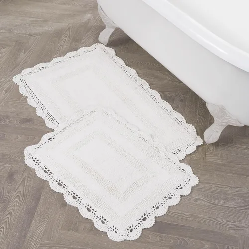 Vista 17 de Laura Ashley Alfombra de baño absorbente reversible de ganchillo suave y afelpada, 100% algodón, 21 x 34 pulgadas, color azul aguamarina