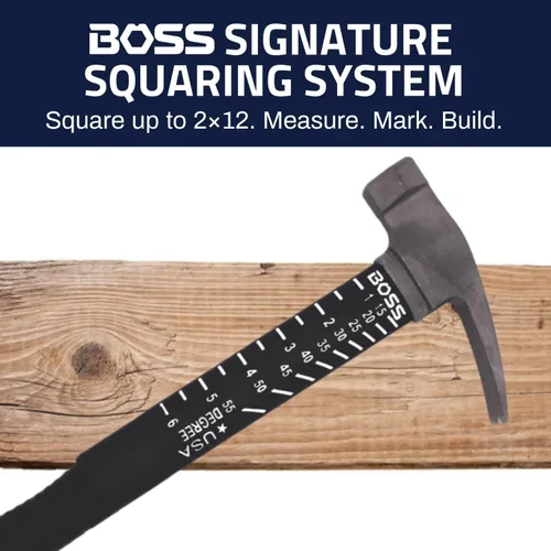 Vista 2 de Boss Hammer Martillo de titanio Ti64 de grado de construcción de 10 oz. con mango de fibra de vidrio Tough-Fiber resistente que absorbe los golpes