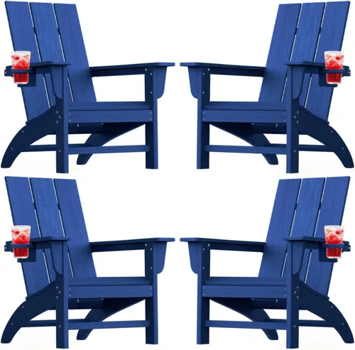 Vista 41 de Silla Adirondack moderna, sillas de patio de plástico HDPE para todo tipo de clima, silla para hoguera, sillas de césped al aire libre para terraza