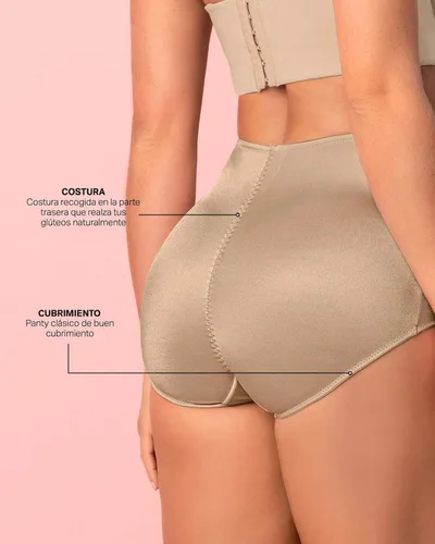Vista 4 de Leonisa Bragas de cintura alta con control de abdomen, ropa interior con efecto de levantamiento de glúteos para mujer