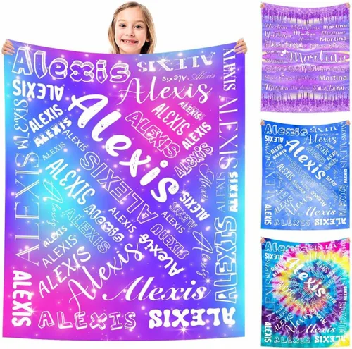 Vista 25 de MyPupSocks Manta Decorativa Personalizada con Nombre Personalizado Mantas para Niña Hija Nieta Manta Bonita (7 Tamaños)