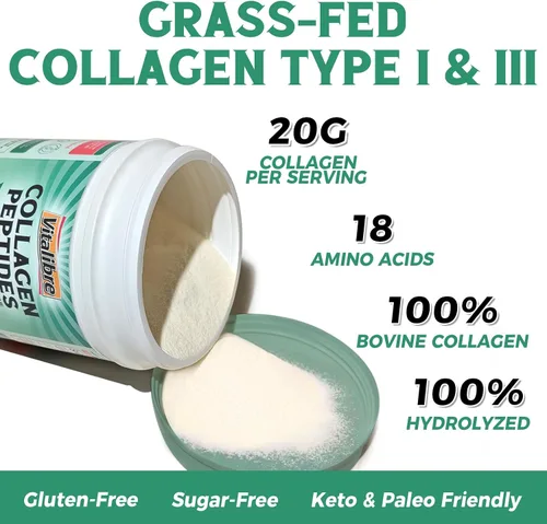 Vista 3 de Vitalibre Ajo inodoro, extracto extra fuerte 100:1, corazón e inmunidad, defensa antioxidante, 180 cápsulas blandas y polvo de péptidos de colágeno