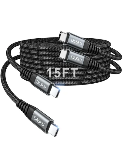 Vista 50 de Dasku iPhone 17 USB C a USB C de carga rápida, 60 W (3.1 A), paquete de 2 cables cargador de carga de 3 pies tipo C para iPhone 17/16/15/15 Plus/15