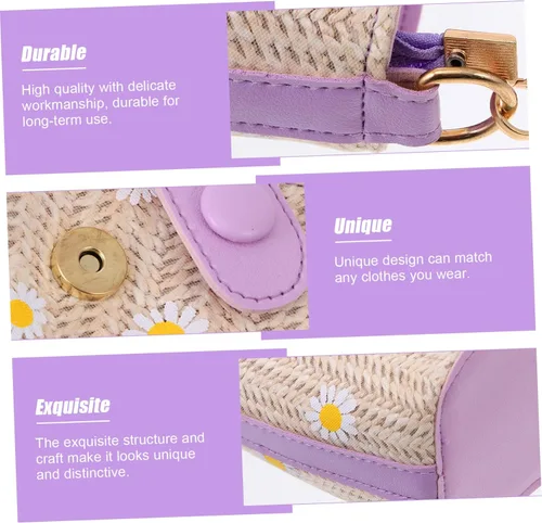 Vista 4 de VALICLUD 1 bolso de mensajero para mujer, bolsos de hombro para mujer, bandolera con patrón de ratán, bolso de hombro para niña